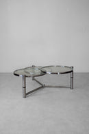 スライド式ガラストップテーブル <br> 1980‘s, Italy <br> cerote antiques