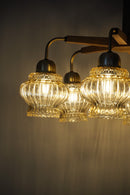 6灯アンバーガラスシャンデリア <br> 1970‘s Czechoslovakia <br> cerote antiques - ヴィンテージ SHARK ATTACK