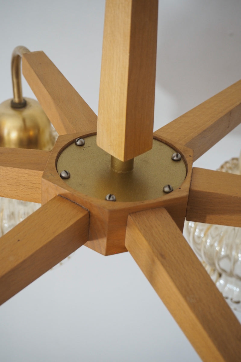 6灯アンバーガラスシャンデリア <br> 1970‘s Czechoslovakia <br> cerote antiques - ヴィンテージ SHARK ATTACK