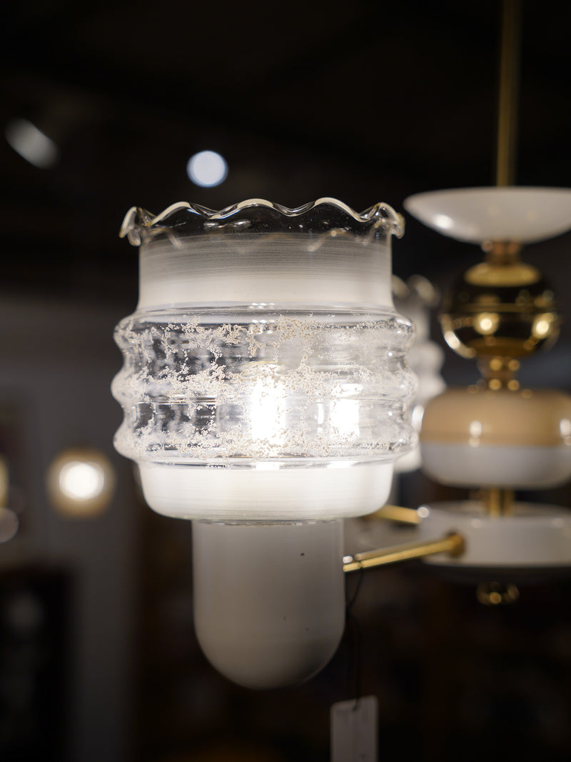 LUSTY K.P. KAMENICKY SENOV <br>3灯 デザインガラス シャンデリア <br>1960's-1970's , Czechoslovakia <br>大和店 - ヴィンテージ SHARK ATTACK