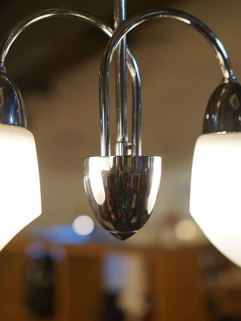 Elektroinstala Děčín <br>2灯 ガラス シャンデリア <br>1950's-1970's , CzechSlovakia <br>大和店 - ヴィンテージ SHARK ATTACK