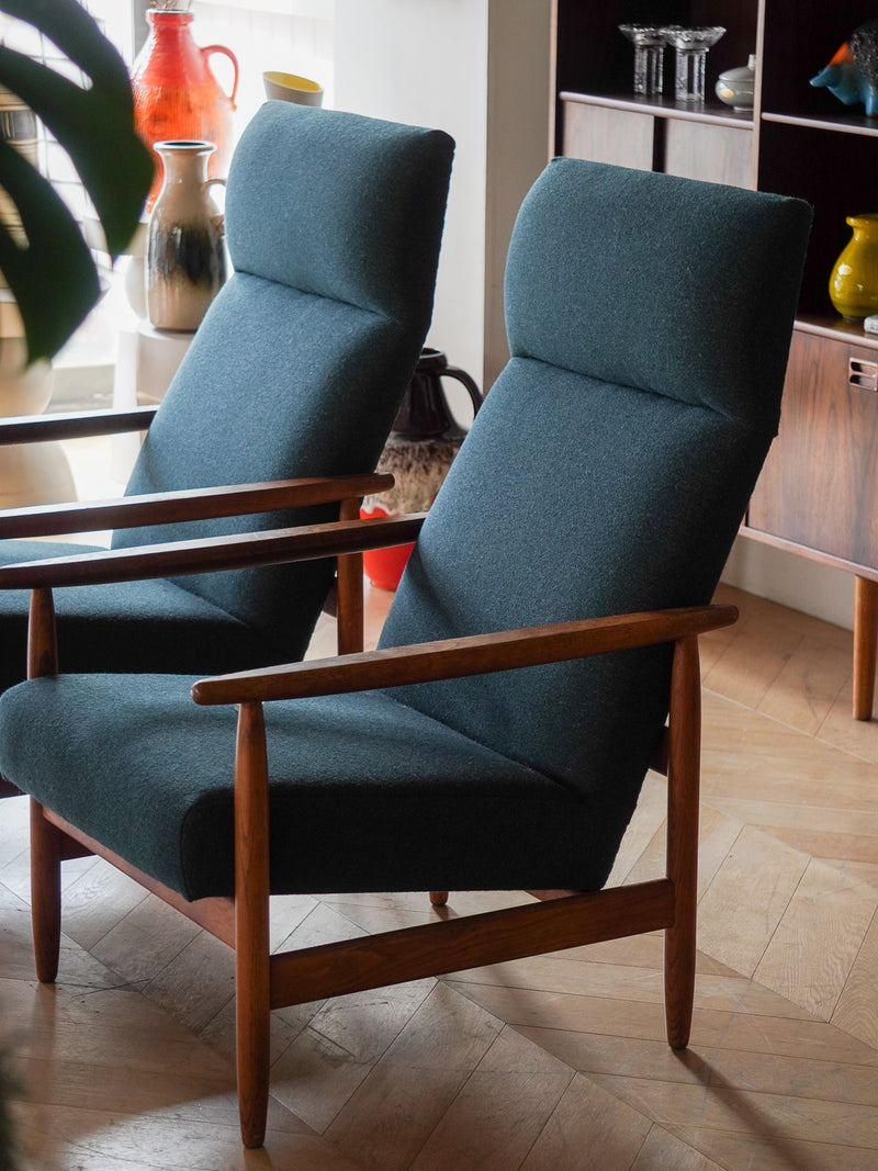 FDB Møbler , Ejvind A. Johansson (B) <br>J65 ハイバックチェア <br>1950~1960's , Denmark <br>bob's box - ヴィンテージ SHARK ATTACK