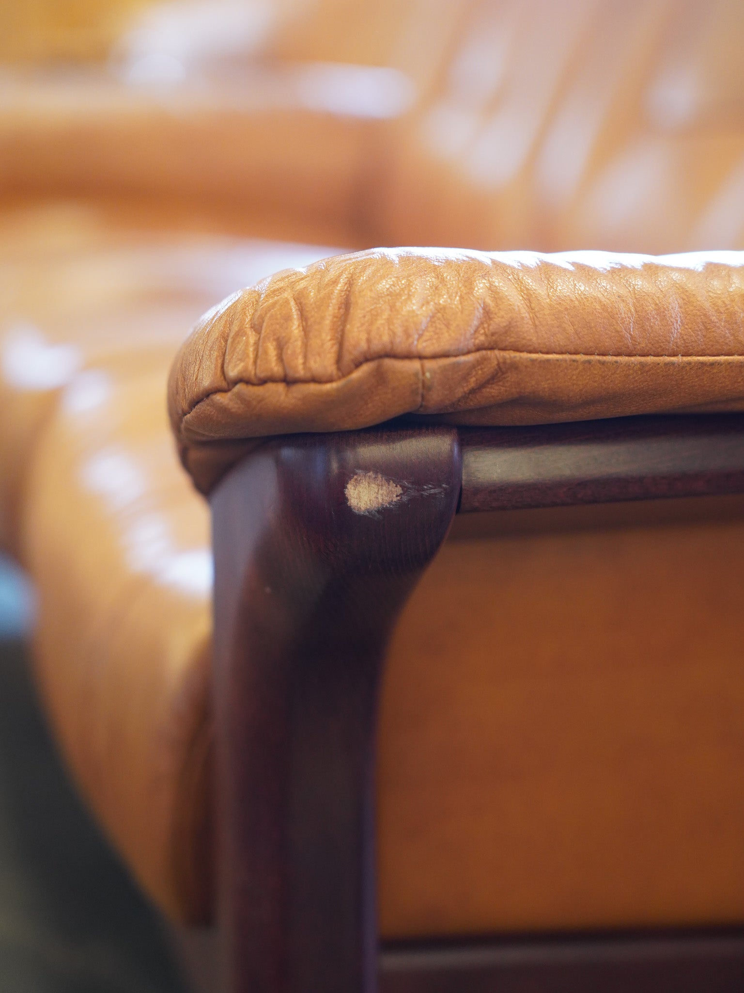 ※アーカイブしない EKORNES - レザー ローバック 3シーター - Norway , 1970's - 大和店 HOLD anynal shiba