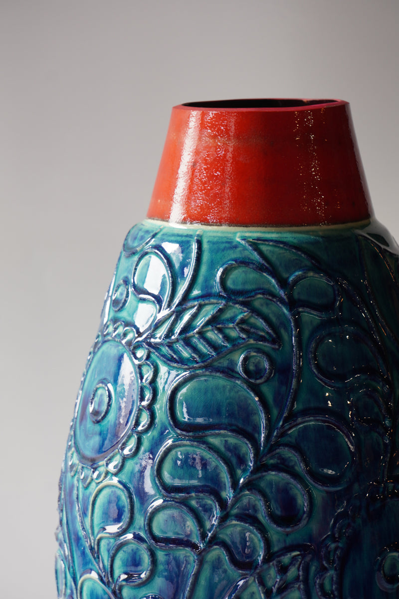 BAY , Bono Mans 72/50<br>Fat Lava <br>セラミック フラワーベース <br>1960's , West Germany <br>bob's box - ヴィンテージ SHARK ATTACK