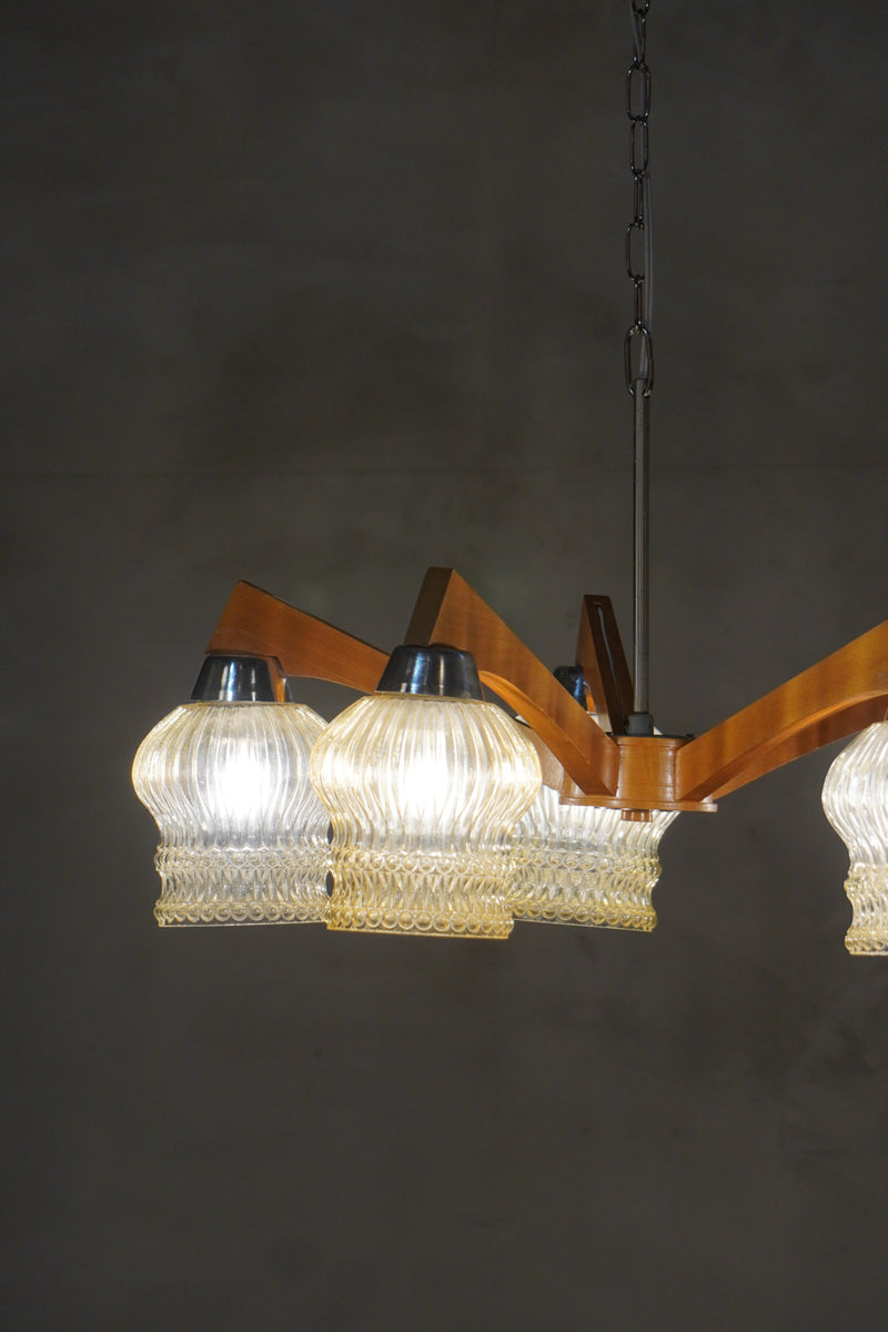 DREVO-Humpelec 5灯シャンデリア <br>1960's , Czechoslovakia <br>bob's box - ヴィンテージ SHARK ATTACK