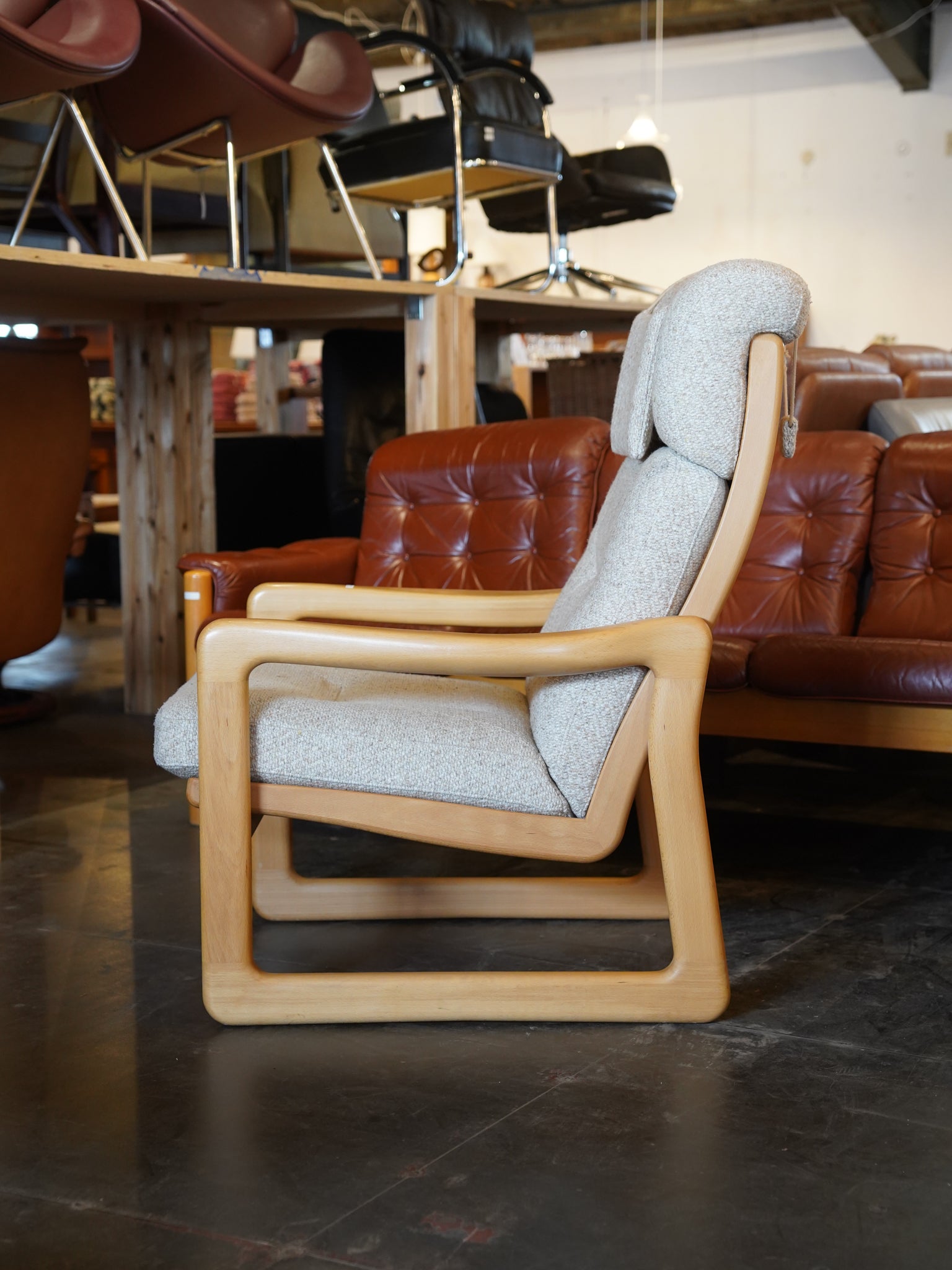 Holstebro Møbelfabrik - ファブリック ハイバックラウンジチェア - 1970's , Denmark