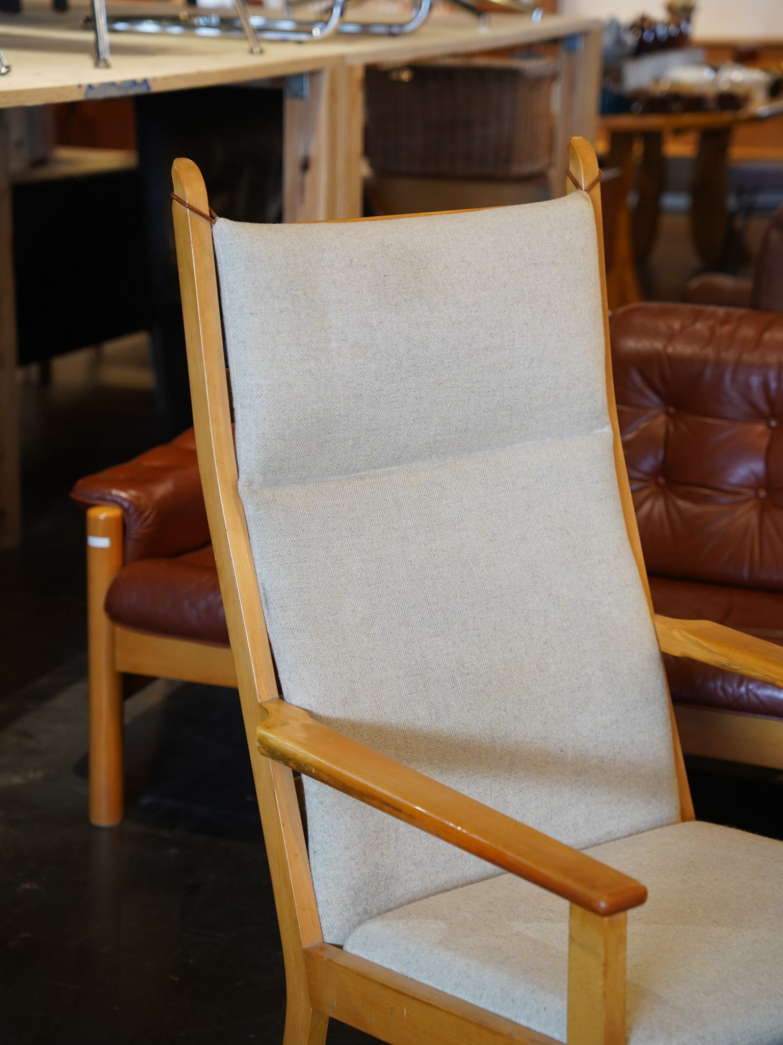 GETAMA , Hans J. Wegner - ファブリック ハイバックイージーチェア＆オットマン - Denmark