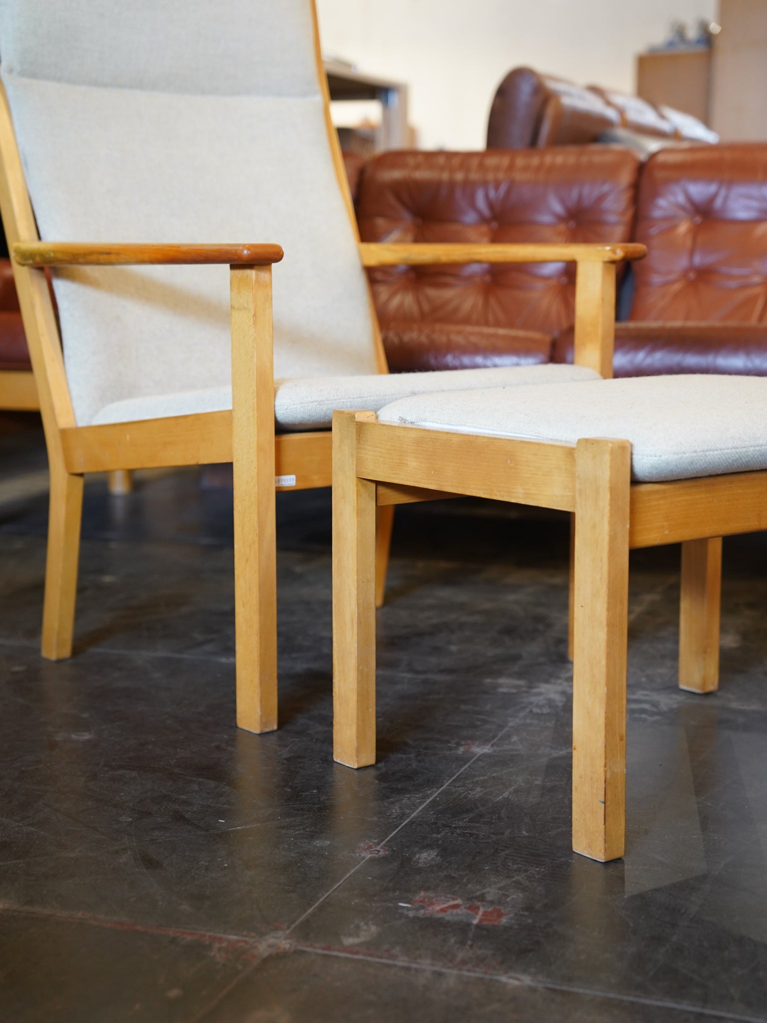 GETAMA , Hans J. Wegner - ファブリック ハイバックイージーチェア＆オットマン - Denmark