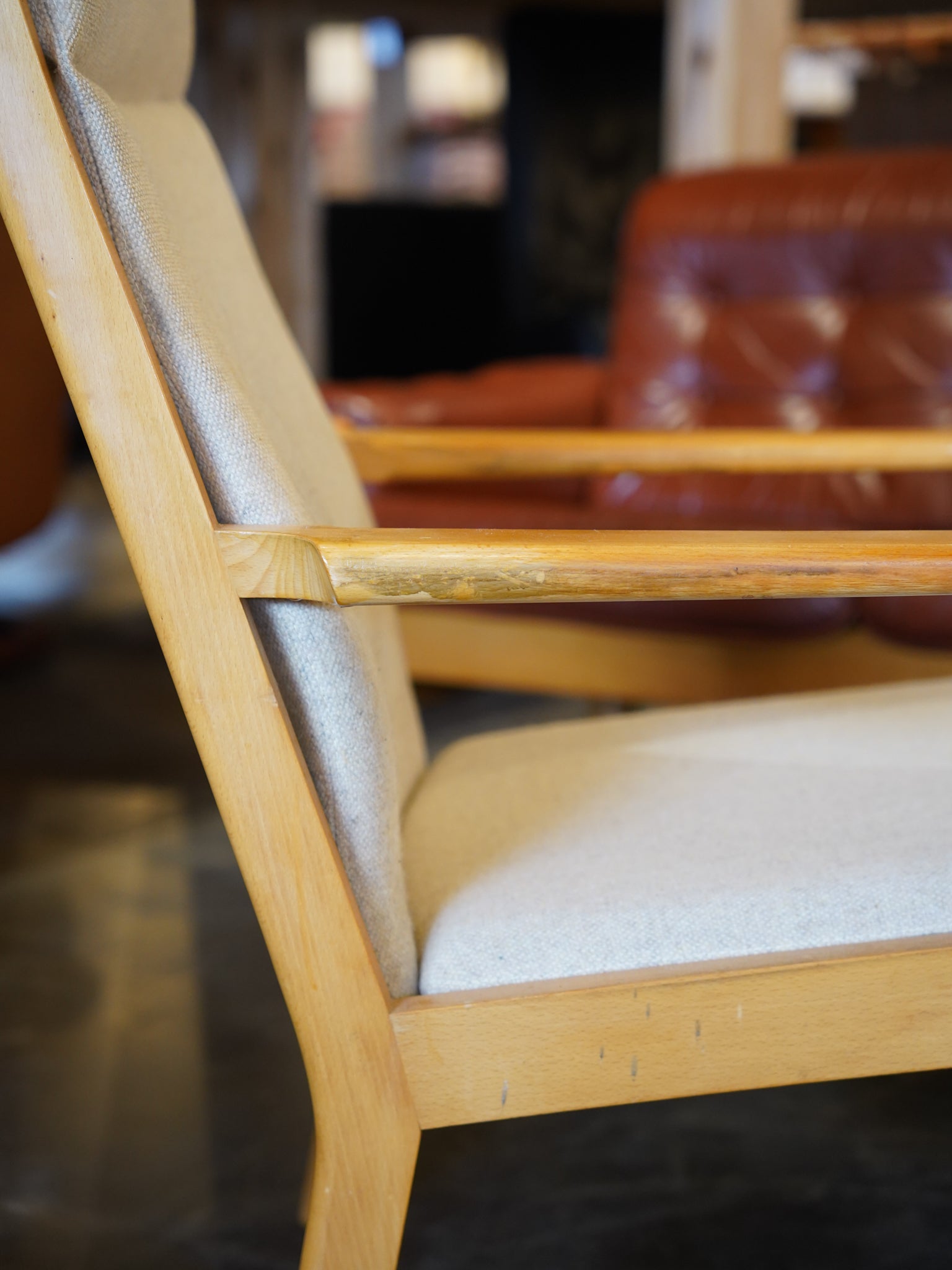 GETAMA , Hans J. Wegner - ファブリック ハイバックイージーチェア＆オットマン - Denmark