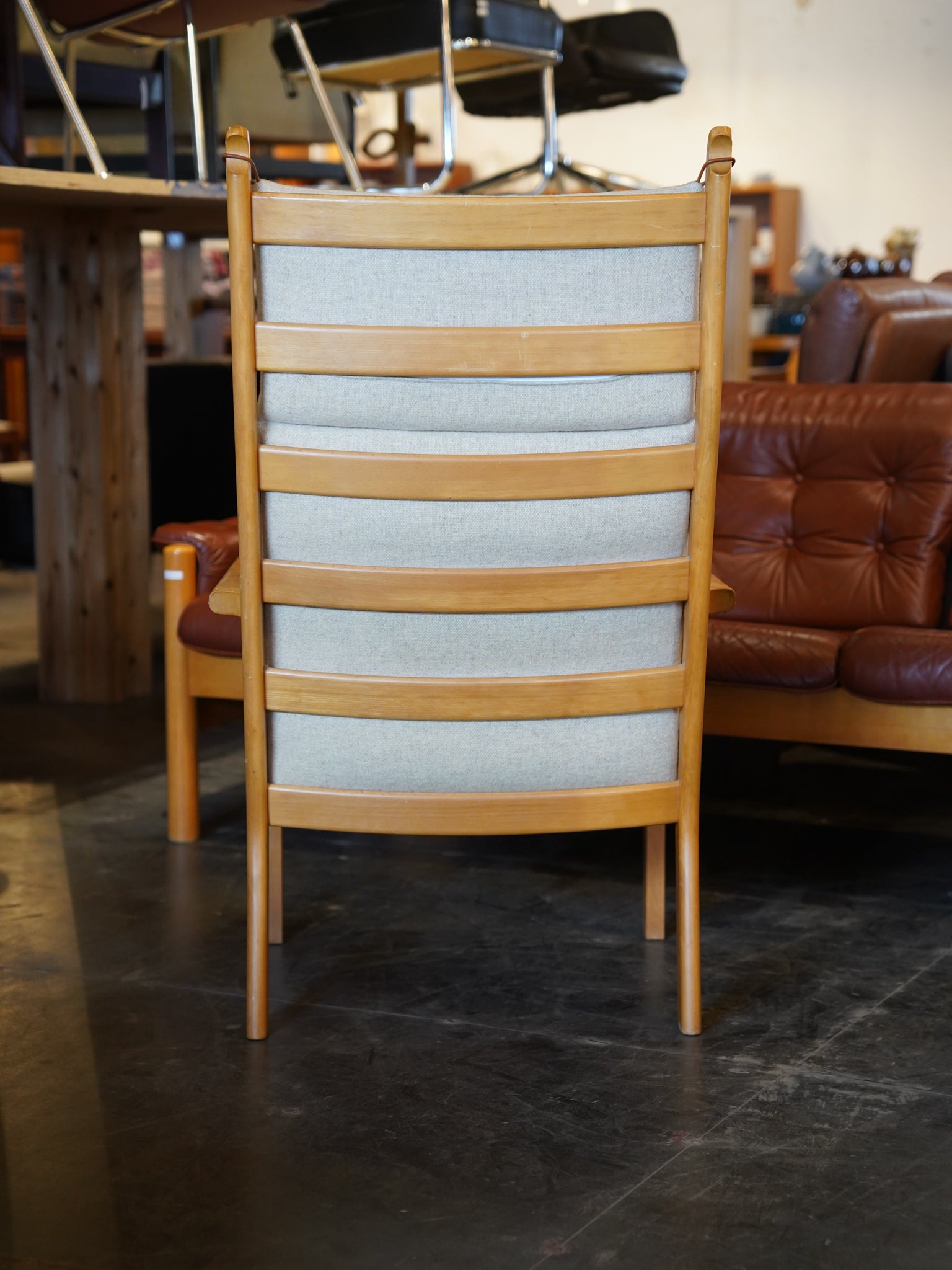 GETAMA , Hans J. Wegner - ファブリック ハイバックイージーチェア＆オットマン - Denmark