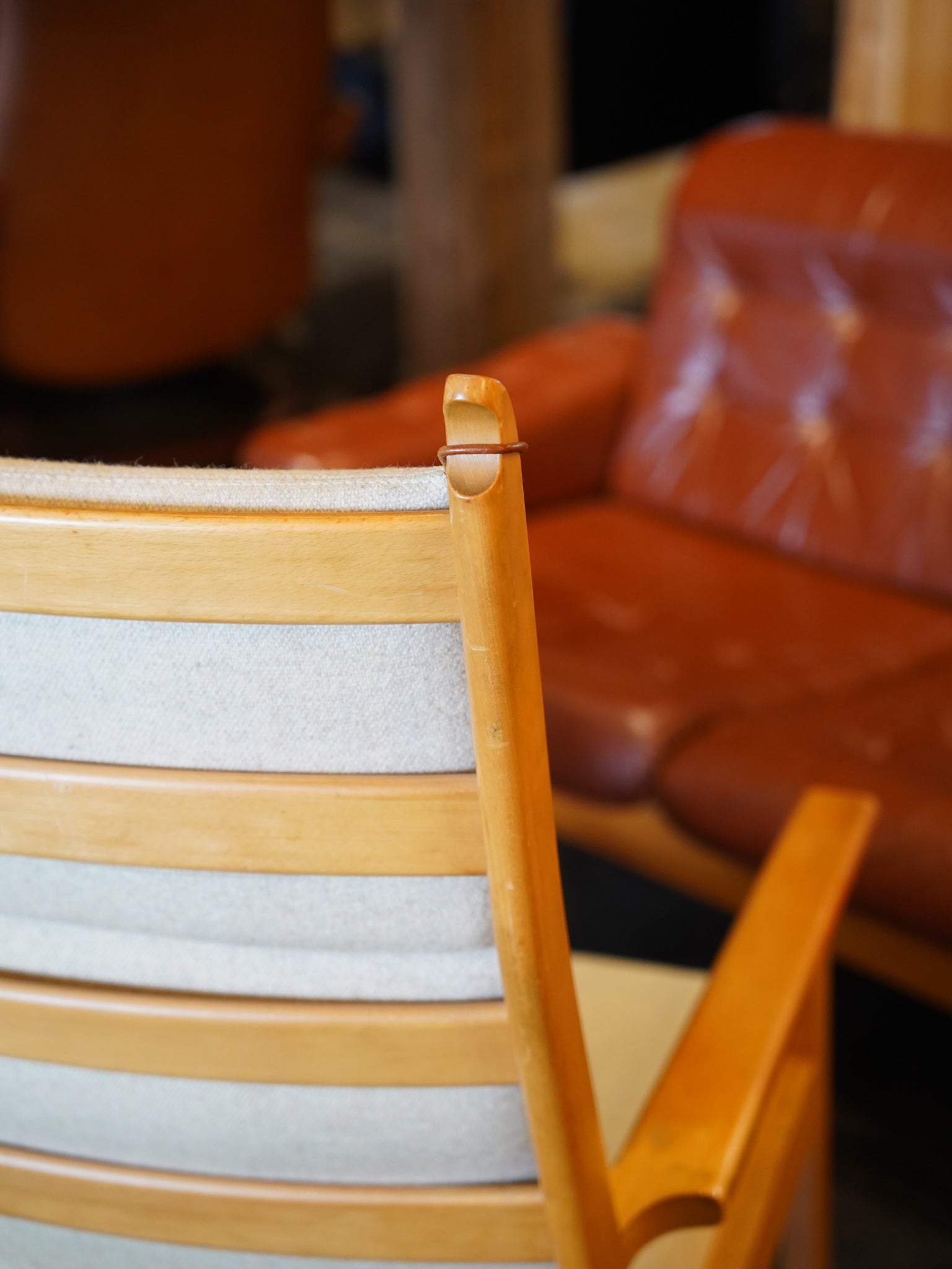 GETAMA , Hans J. Wegner - ファブリック ハイバックイージーチェア＆オットマン - Denmark