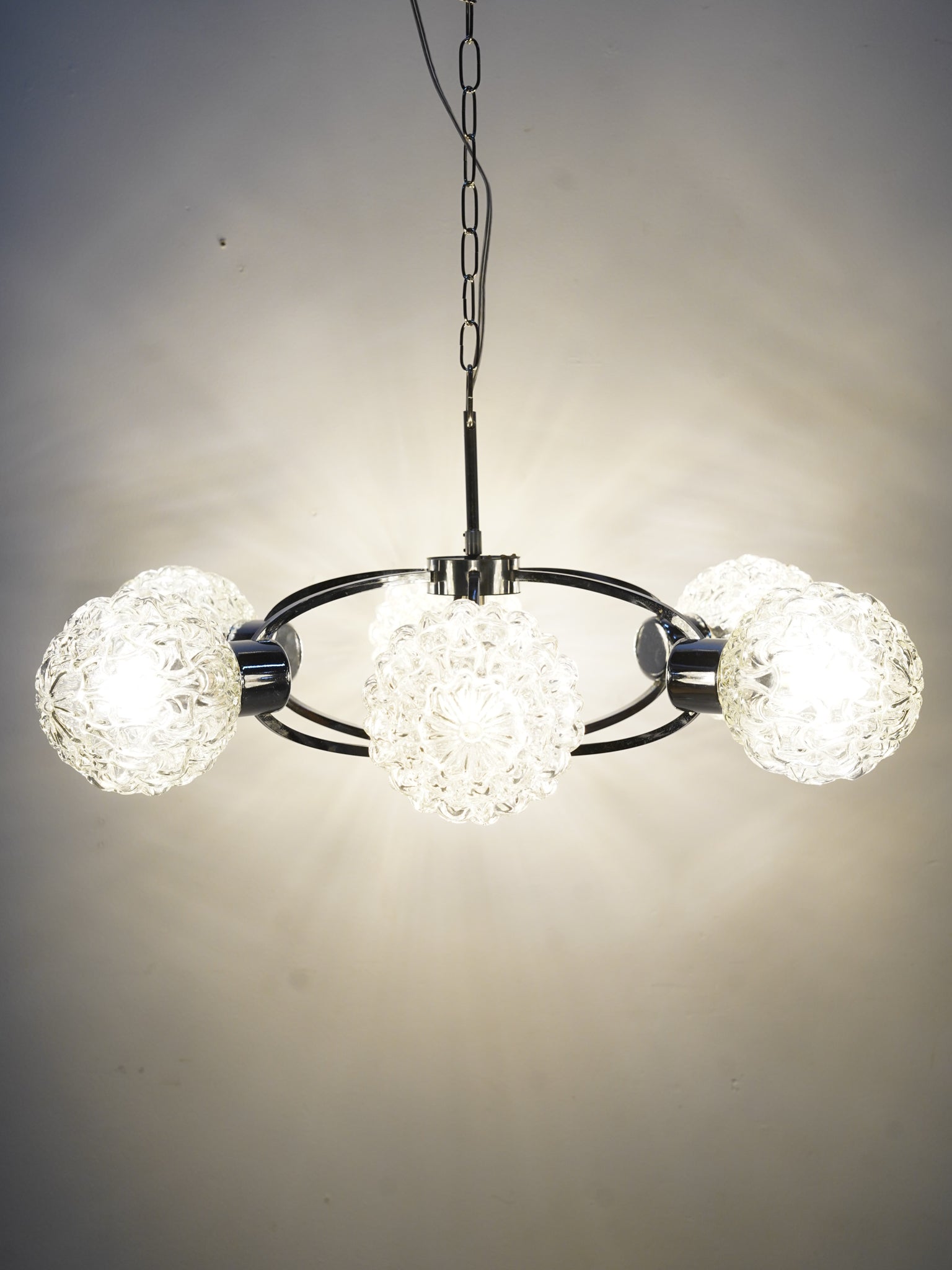 デザインガラス 6灯シャンデリア - 1960's , Germany - cerote antiques