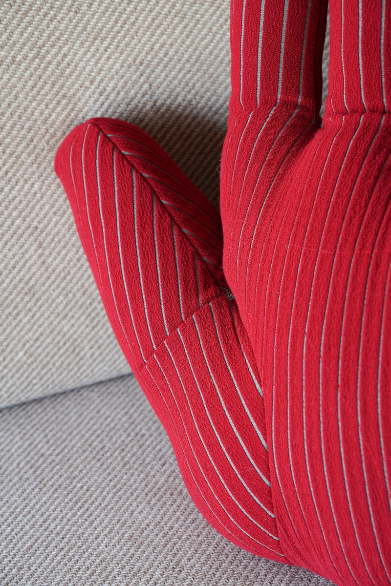 PORTRAIT LAB <br>Fabric object "Hand"S size Red stripe <br>reload店 - ヴィンテージ SHARK ATTACK