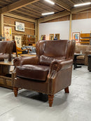 ウィングバック レザーシングルソファ <br>TAMAGAWA BASE