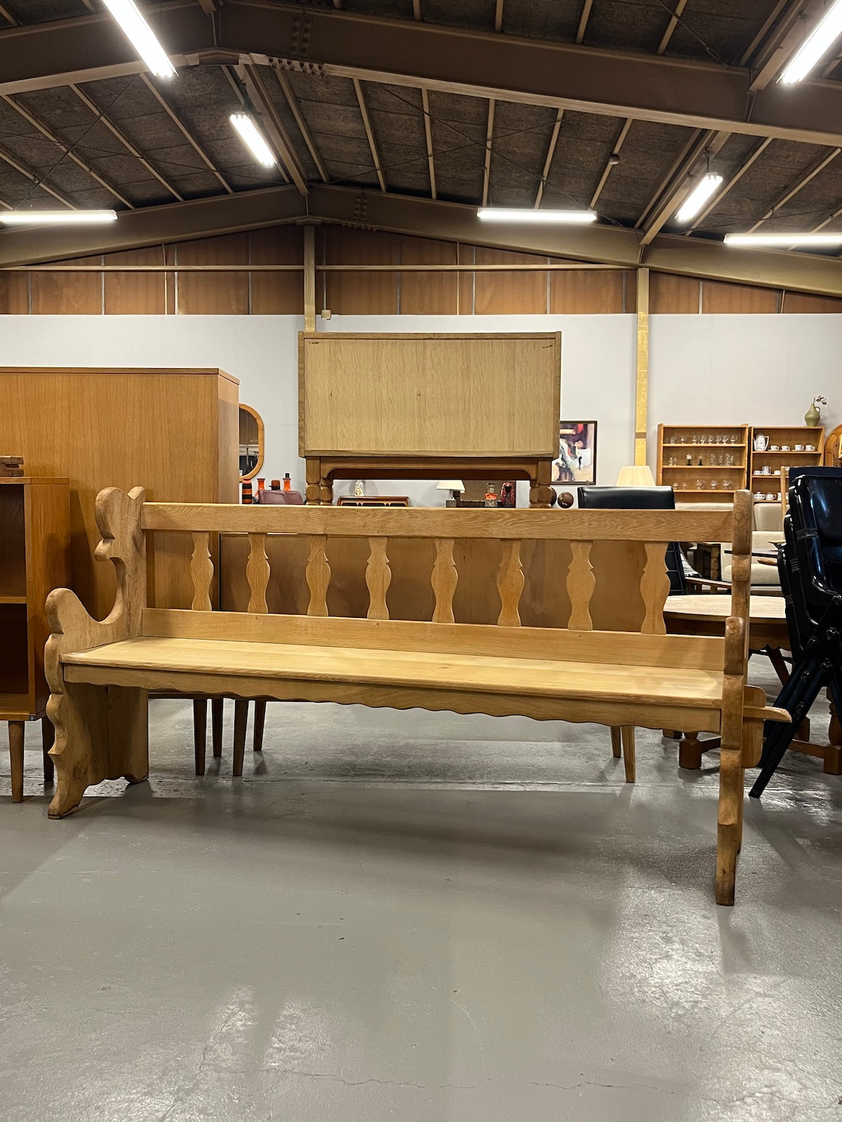 オークウッド ベンチ - 1920's , Sweden - cerote antiques
