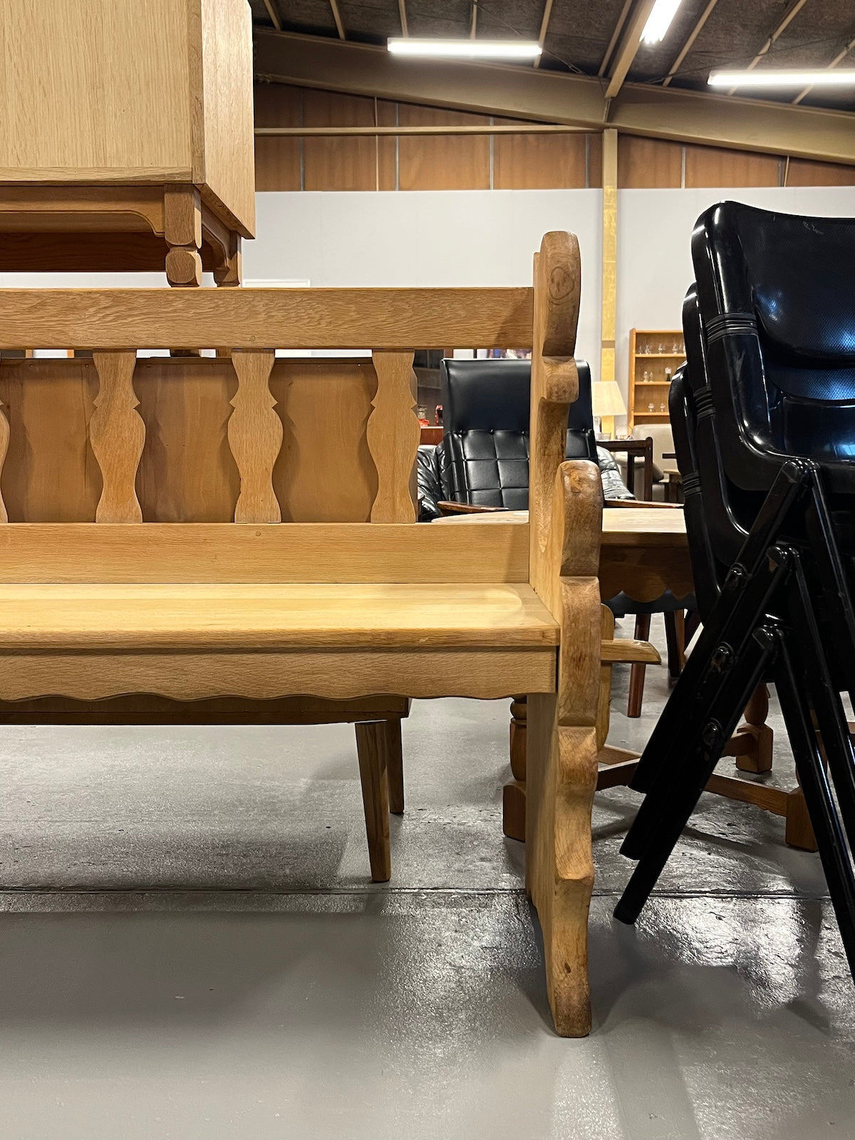 オークウッド ベンチ - 1920's , Sweden - cerote antiques