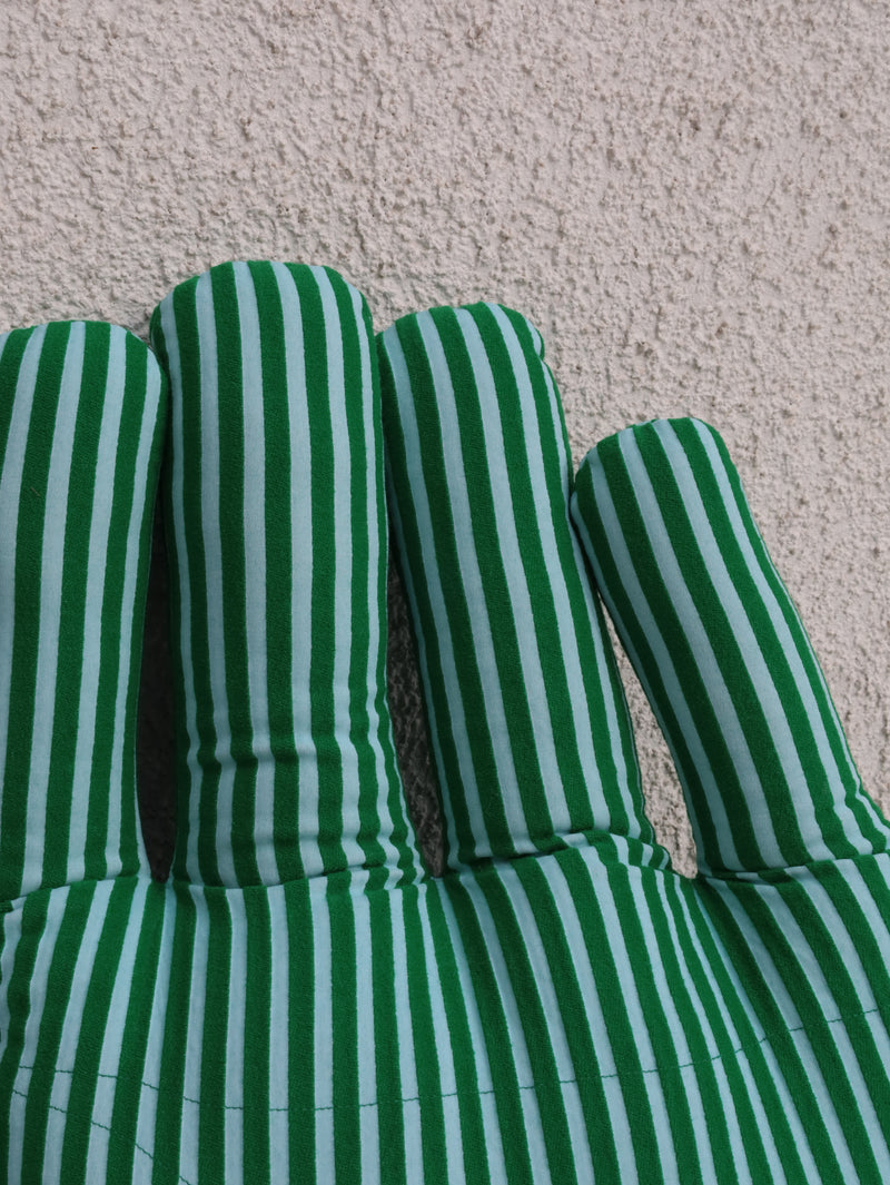 Fabric object "Hand"S size Green stripe<br>reload・大阪店