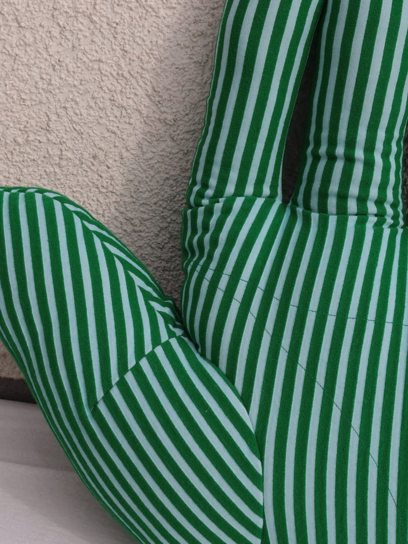 Fabric object "Hand"S size Green stripe<br>reload・大阪店