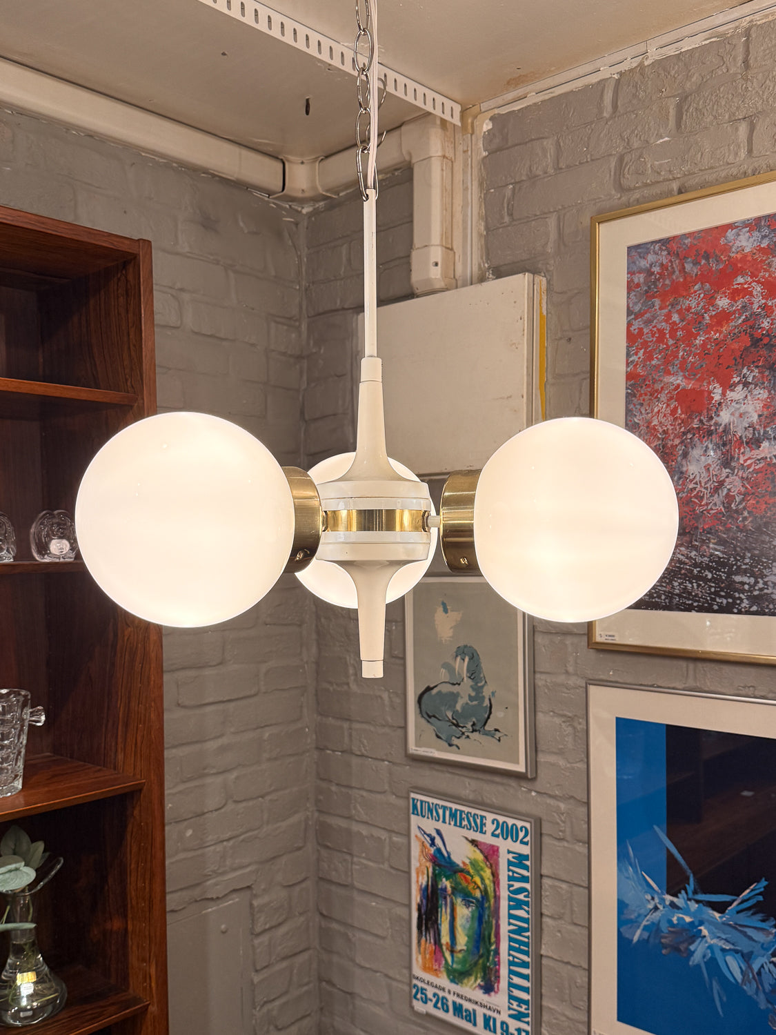 3灯ペンダントランプ - 1970's , Czechoslovakia - cerote antiques