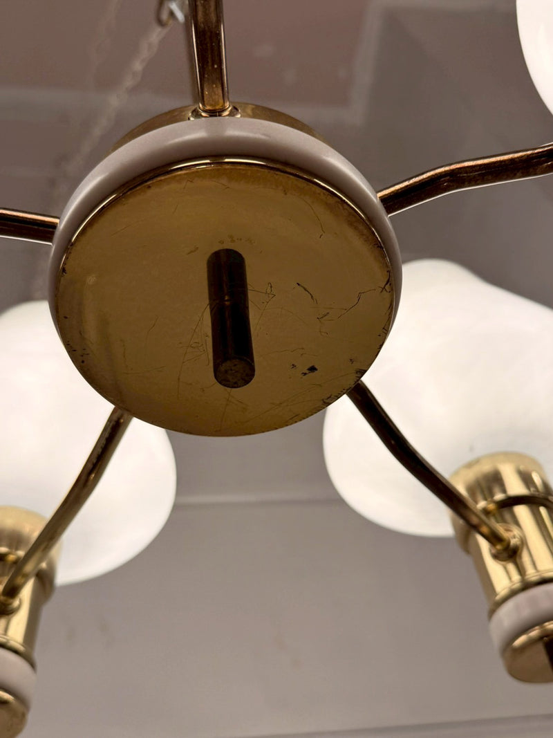 VEB NARVA Leuchtenbau Lengefeld 5灯ガラスシャンデリア 1960's