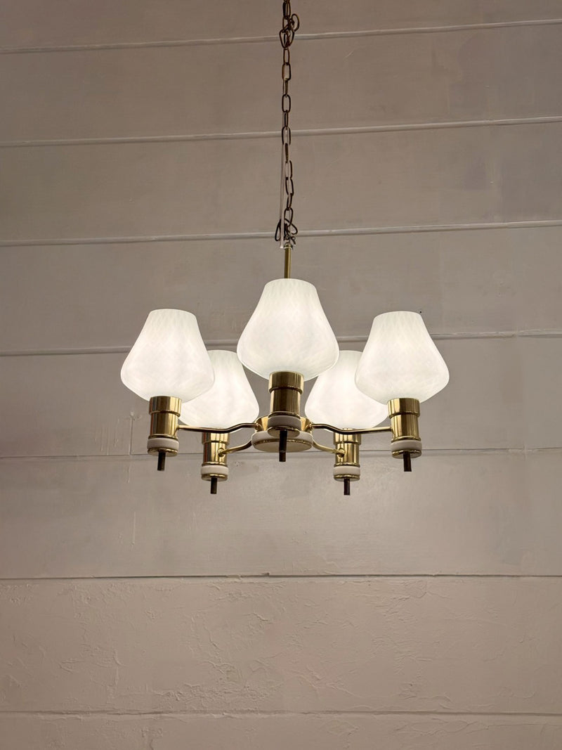 バフテリア様売約済み数点セット VEB NARVA Leuchtenbau Lengefeld 5灯ガラスシャンデリア 1960's