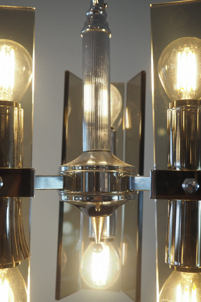 6 lights smoked glass pendant lamp vintage Sendagaya store