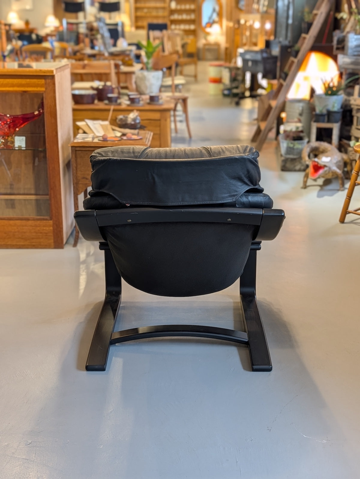 SKIPPER MØBLER , Svend Skipper - ”Apollo Chair” レザー ラウンジチェア＆オットマン - 1970's , Denmark