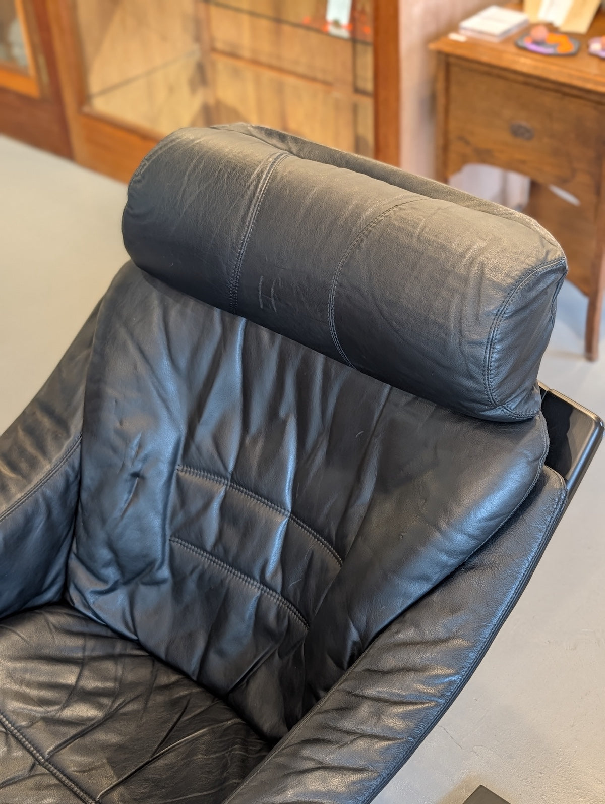 SKIPPER MØBLER , Svend Skipper - ”Apollo Chair” レザー ラウンジチェア＆オットマン - 1970's , Denmark