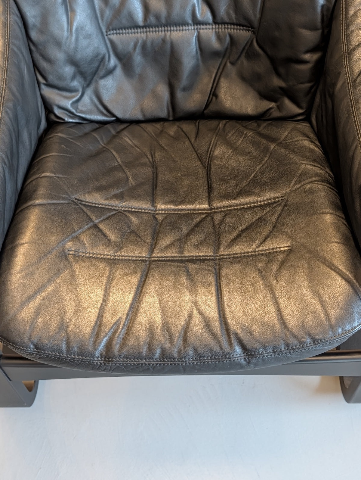 SKIPPER MØBLER , Svend Skipper - ”Apollo Chair” レザー ラウンジチェア＆オットマン - 1970's , Denmark