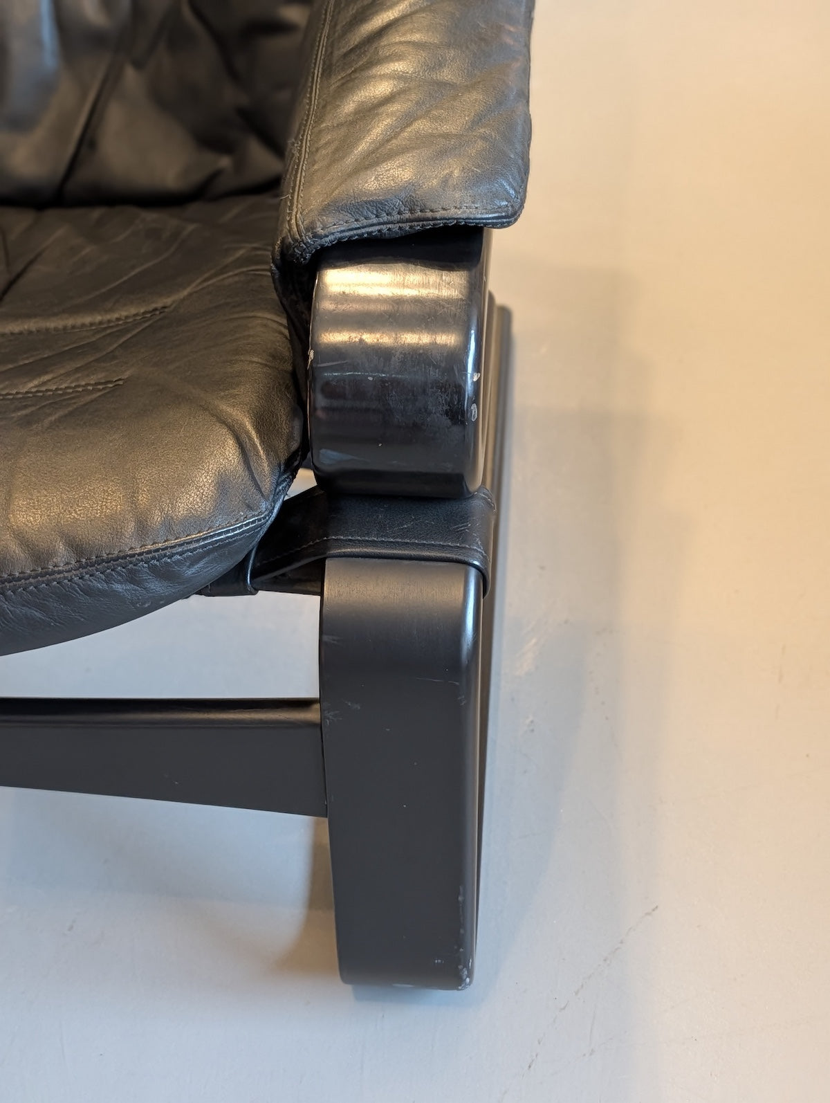 SKIPPER MØBLER , Svend Skipper - ”Apollo Chair” レザー ラウンジチェア＆オットマン - 1970's , Denmark