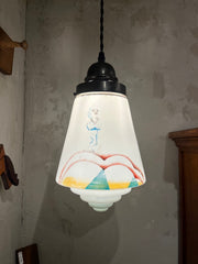 フロストガラスペンダントランプ - cerote antiques