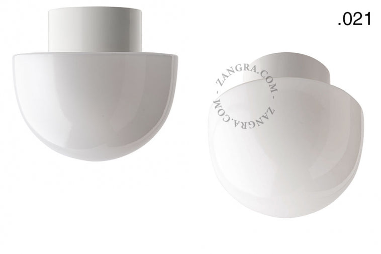 zangra<br> outdoor or bathroom white porcelain wall or ceiling light<br> -glass shade 21- Ø 10cm<br> Yamato store/Sendagaya store