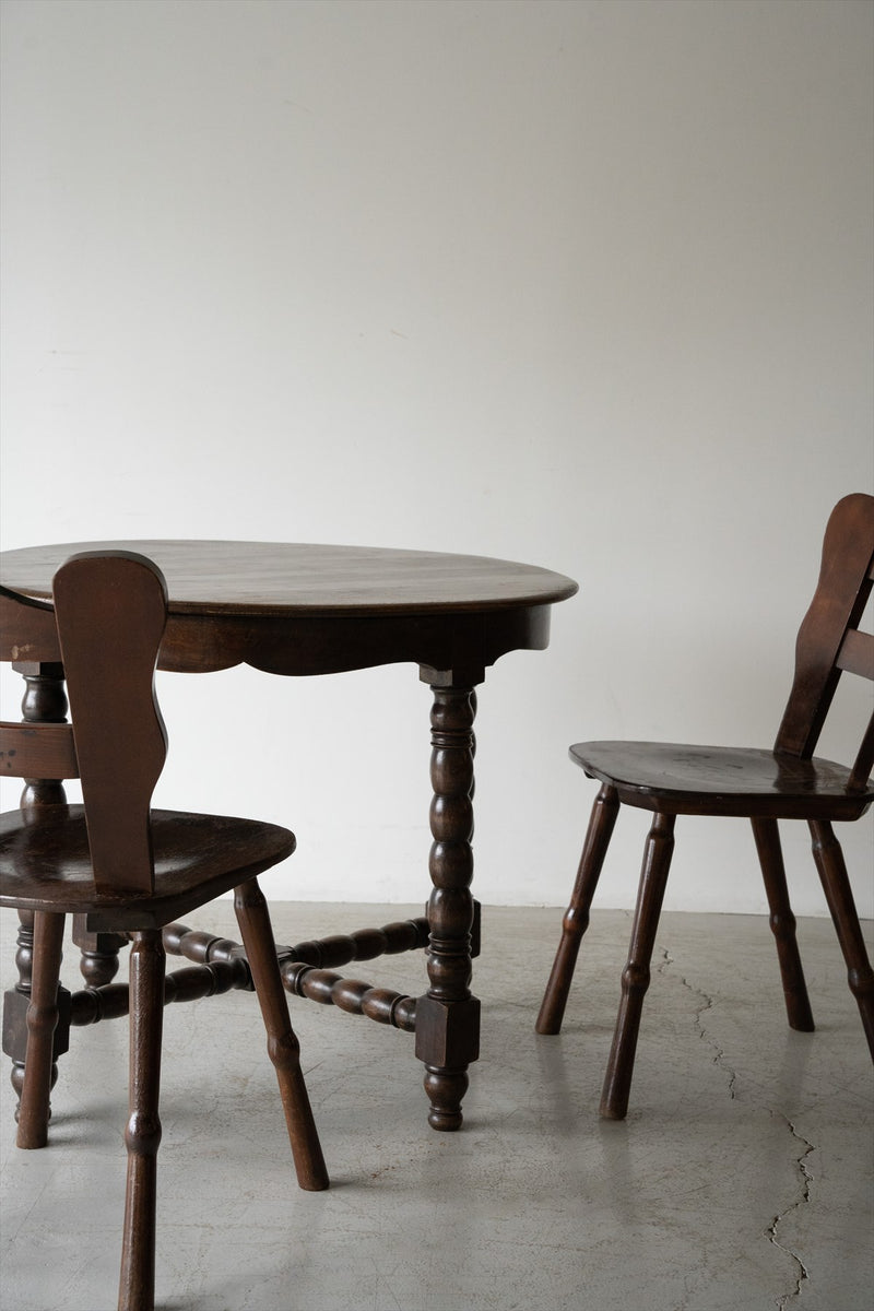 Oakwood round dining table vintage Yamato store
