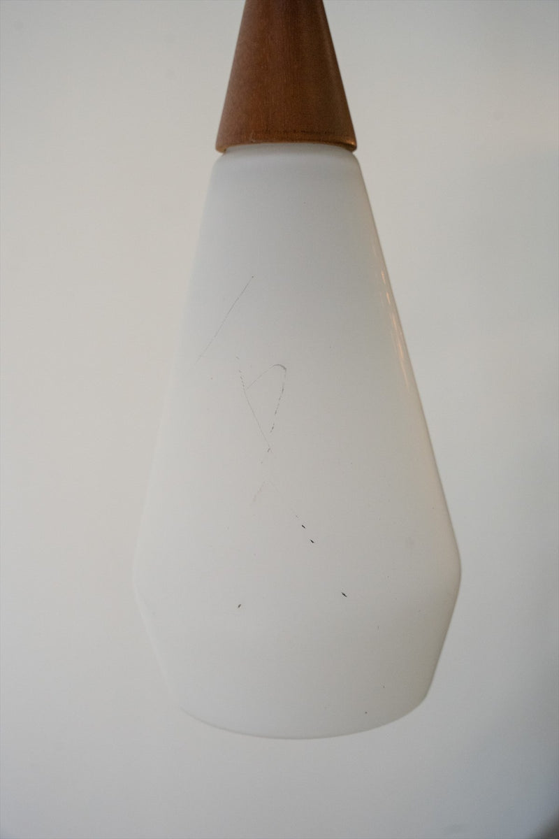 2-light frosted glass x teak wood pendant lamp vintage Yamato store