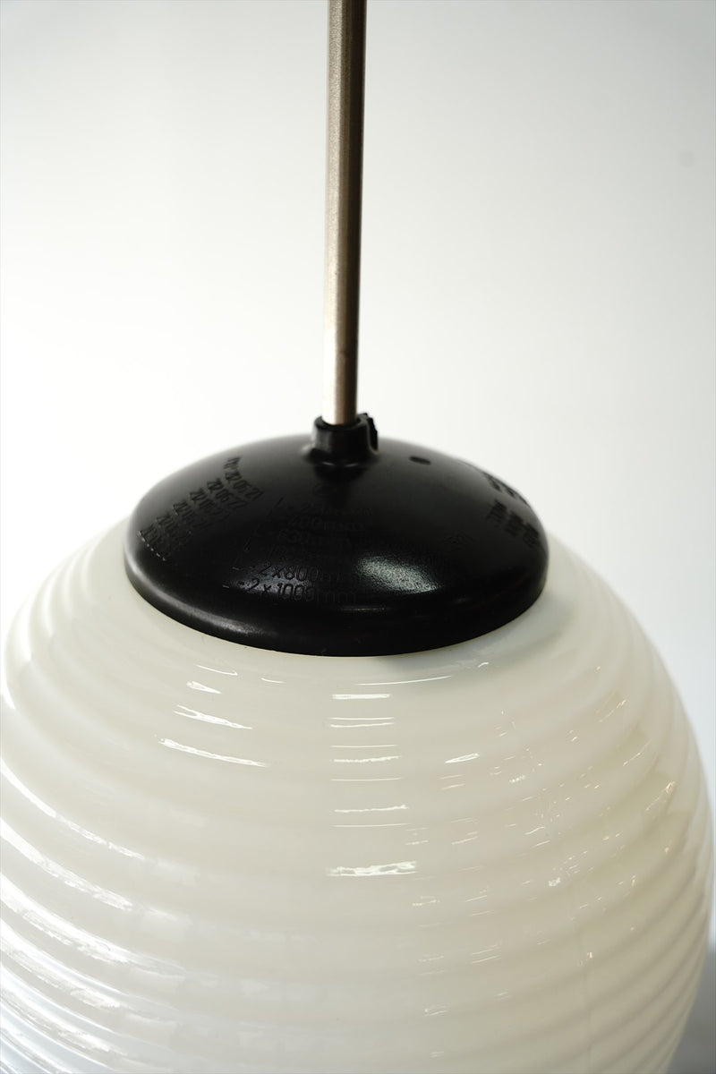 Milk glass pendant lamp/black vintage Sendagaya store