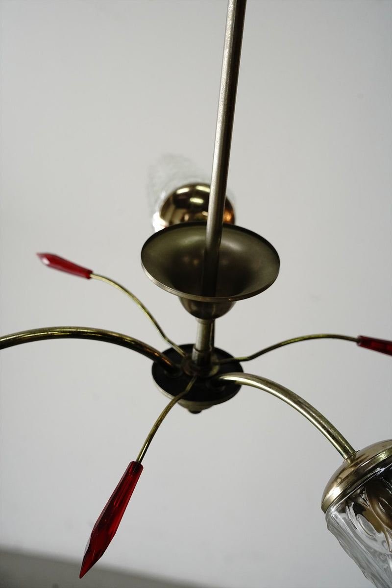 3-light cutting glass x iron chandelier vintage Sendagaya store