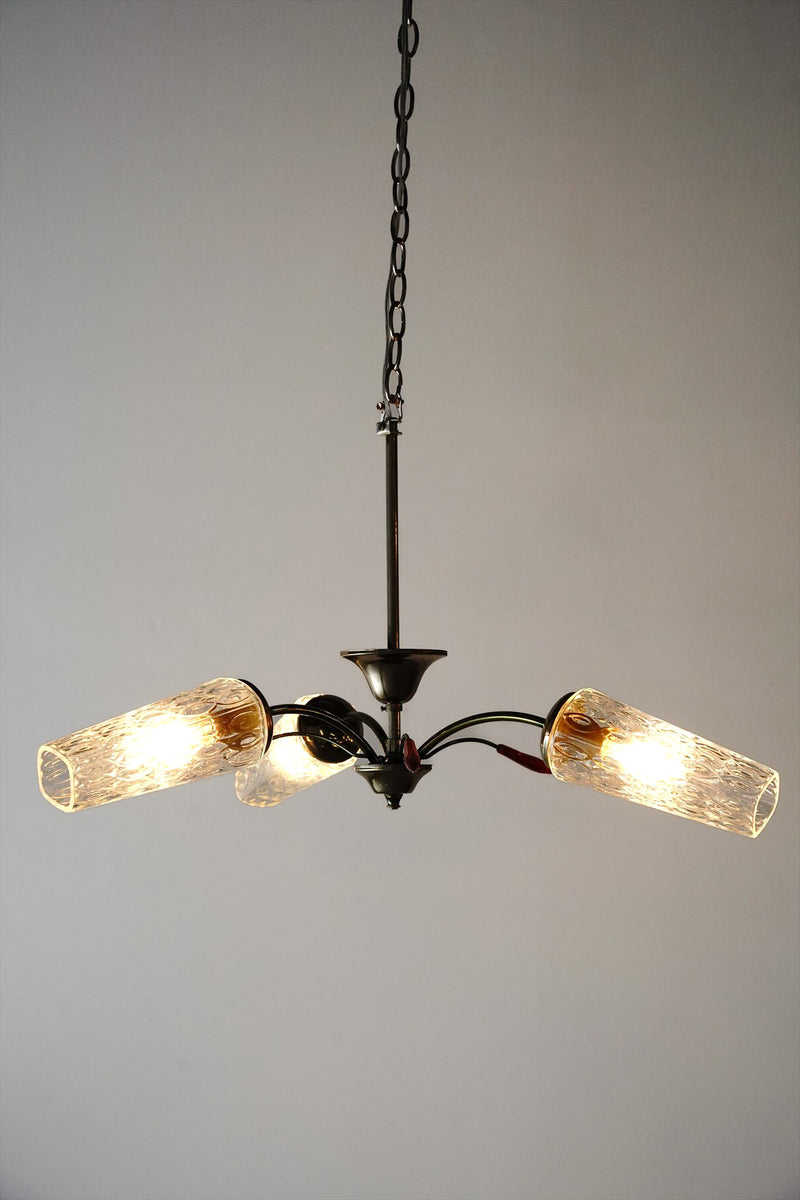 3-light cutting glass x iron chandelier vintage Sendagaya store