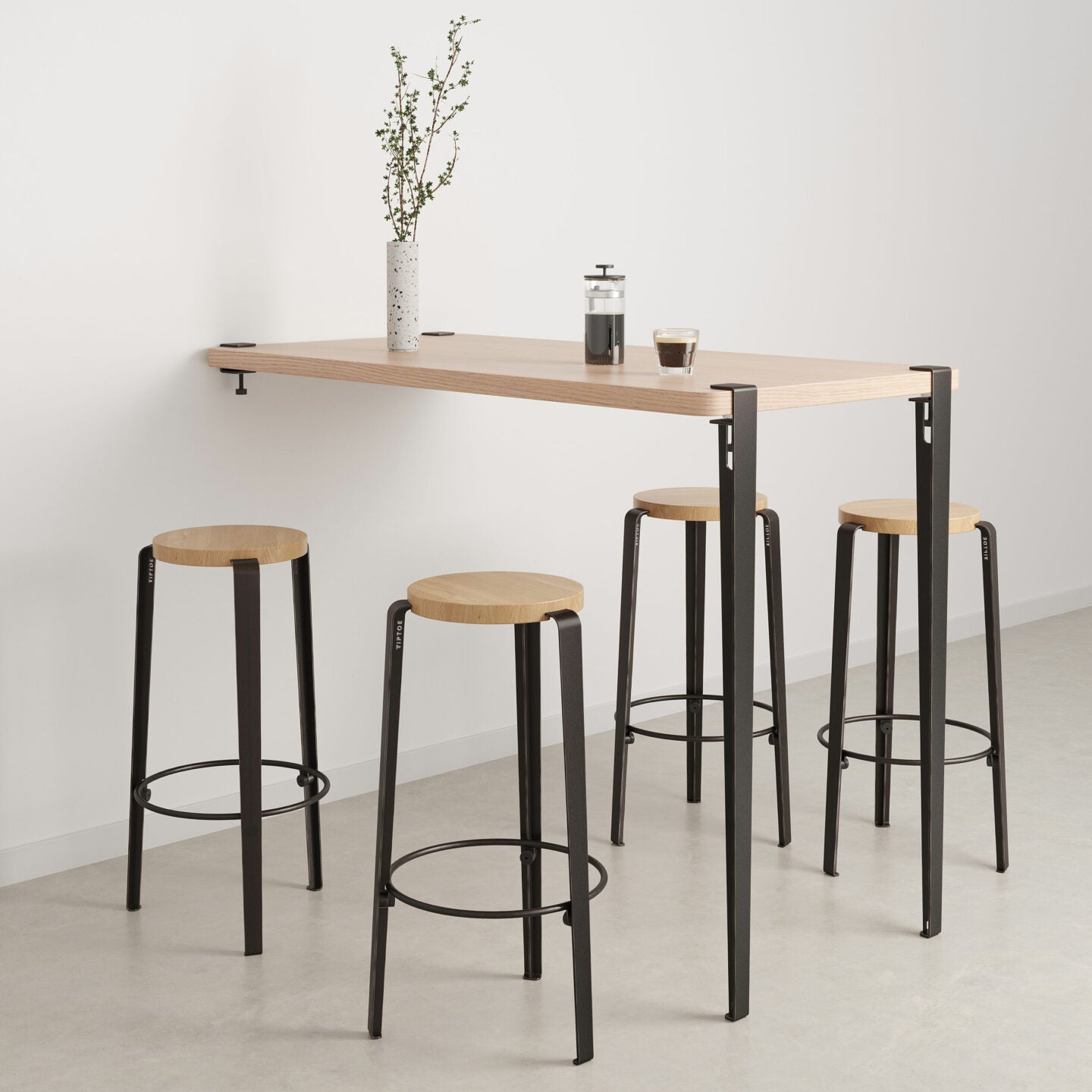 TIPTOE<br>BIG LOU bar stool – SOLID OAK <br>DARK STEEL - ヴィンテージ SHARK ATTACK