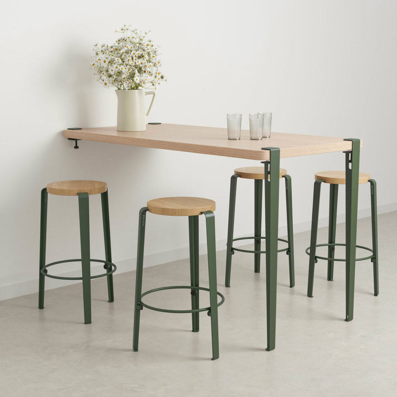 MI LOU mid-high stool – solid wood – SOLID OAK<br> ROSEMARY GREEN