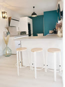 TIPTOE<br>MI LOU mid-high stool – SOLID BEECH <br>CLOUDY WHITE - ヴィンテージ SHARK ATTACK