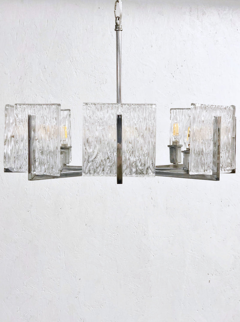 8-light cutting glass x chrome chandelier vintage<br> Sendagaya store