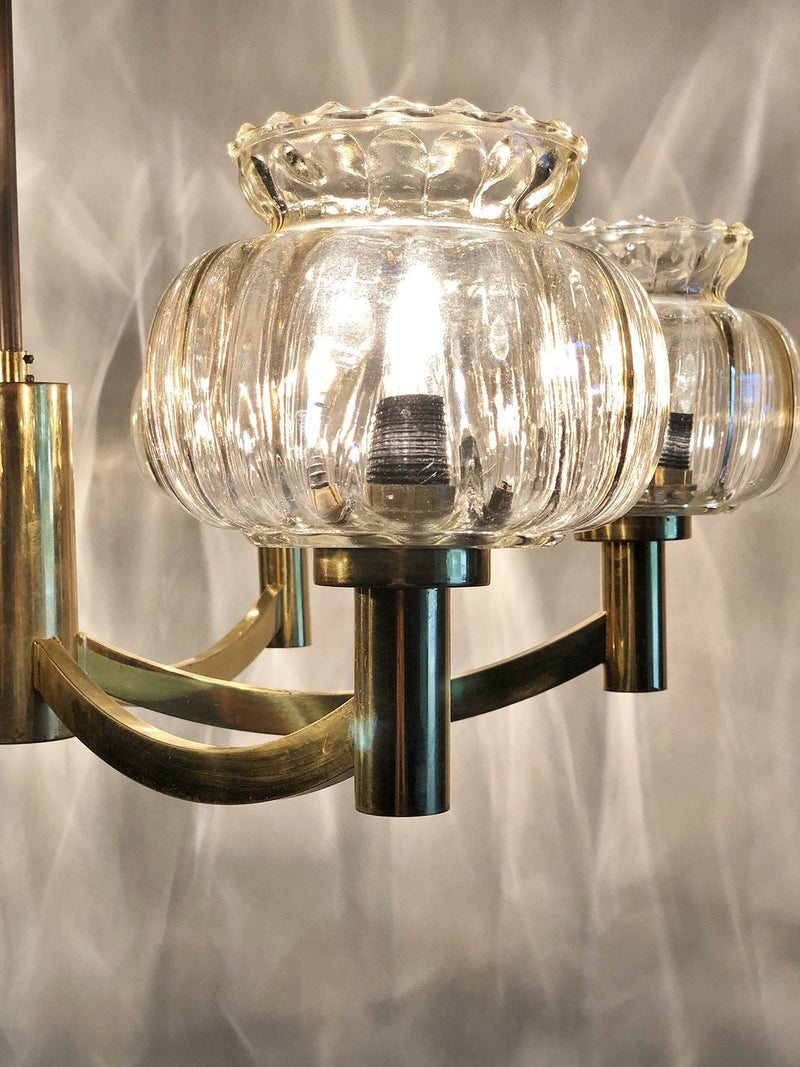 vintage<br> 6 light amber glass chandelier<br> (Sendagaya store)_PLCH-200917-3-H