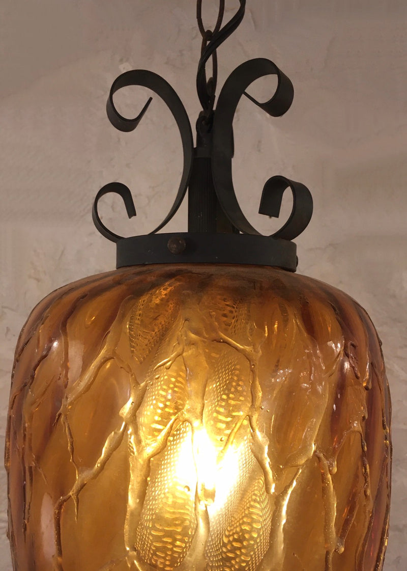 vintage<br> Iron x Amber Glass Pendant Lamp Haneda Store<br> plsd-210612-4-S