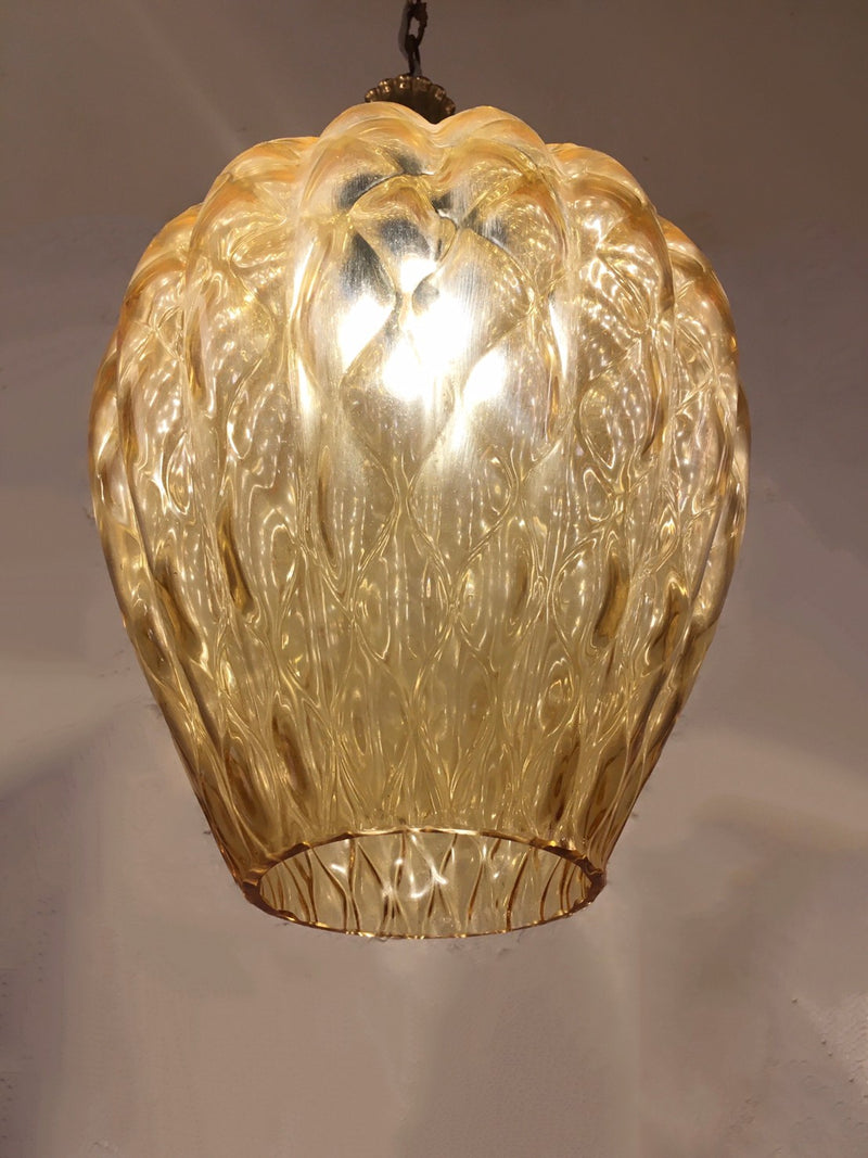 vintage<br> Amber glass pendant lamp Haneda store<br>