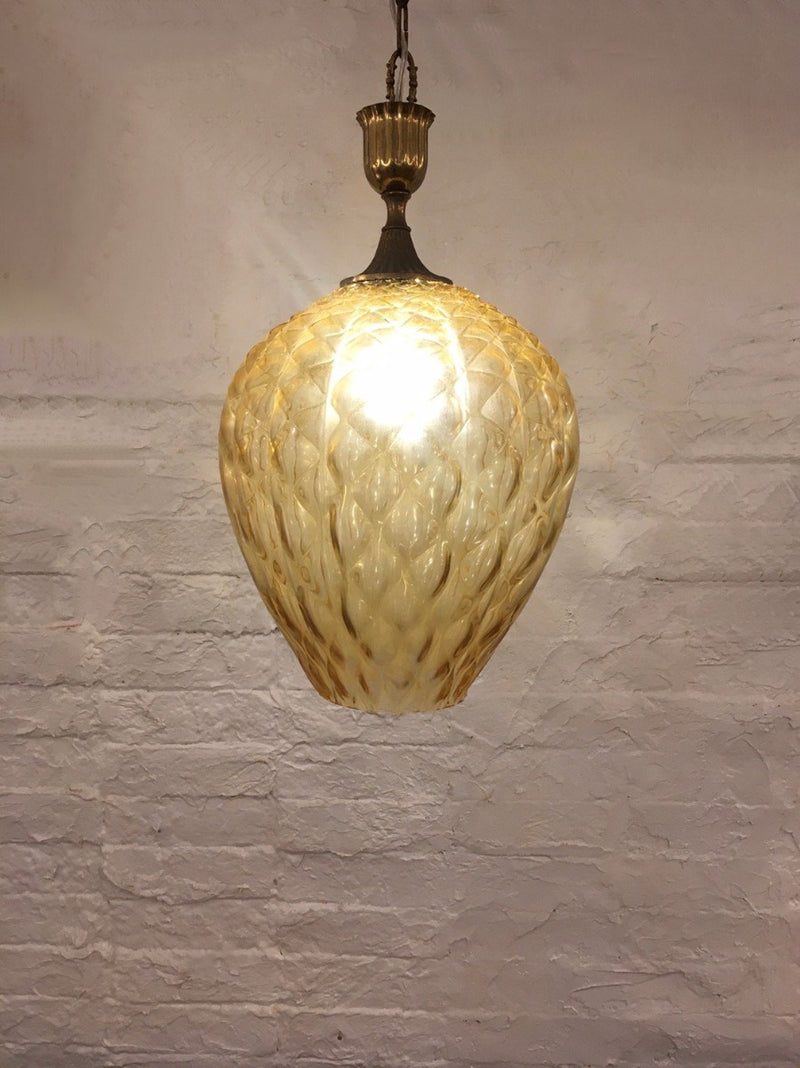 vintage<br> Amber glass pendant lamp Haneda store<br>