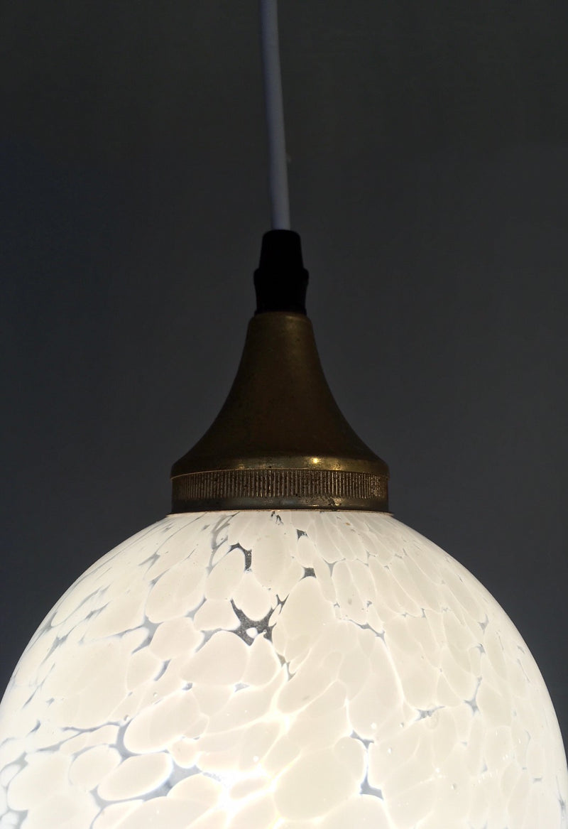 vintage  <br>white paint glass pendant lamp<br> (Sendagaya store)<br> plsd-210621-3-S