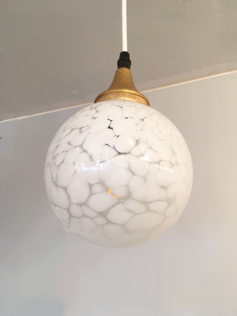 vintage  <br>white paint glass pendant lamp<br> (Sendagaya store)<br> plsd-210621-3-S