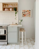 TIPTOE<br>MI LOU mid-high stool – solid wood – SOLID OAK <br>CLOUDY WHITE - ヴィンテージ SHARK ATTACK