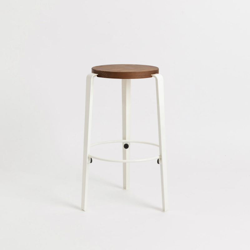【P】MI LOU mid-high stool – TINTED OAK<br> CLOUDY WHITE