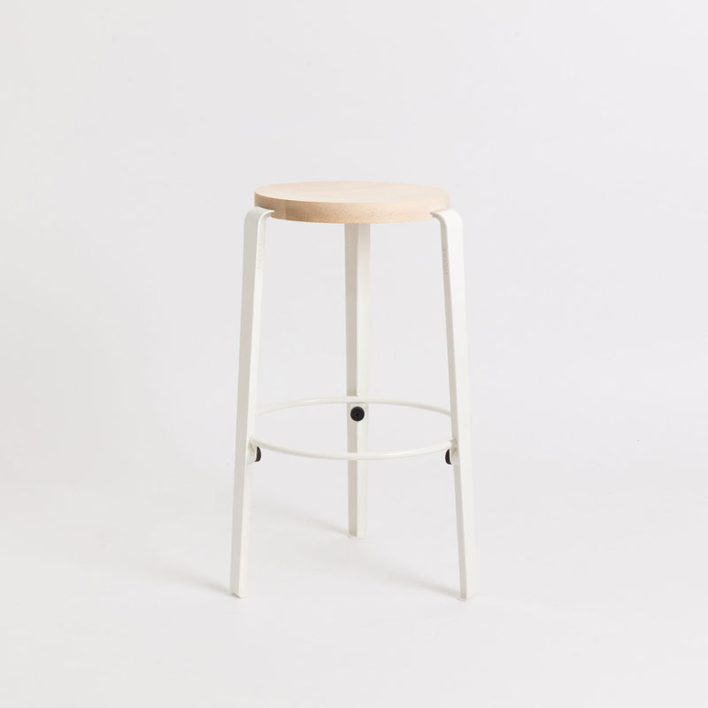 MI LOU mid-high stool – SOLID BEECH<br> CLOUDY WHITE